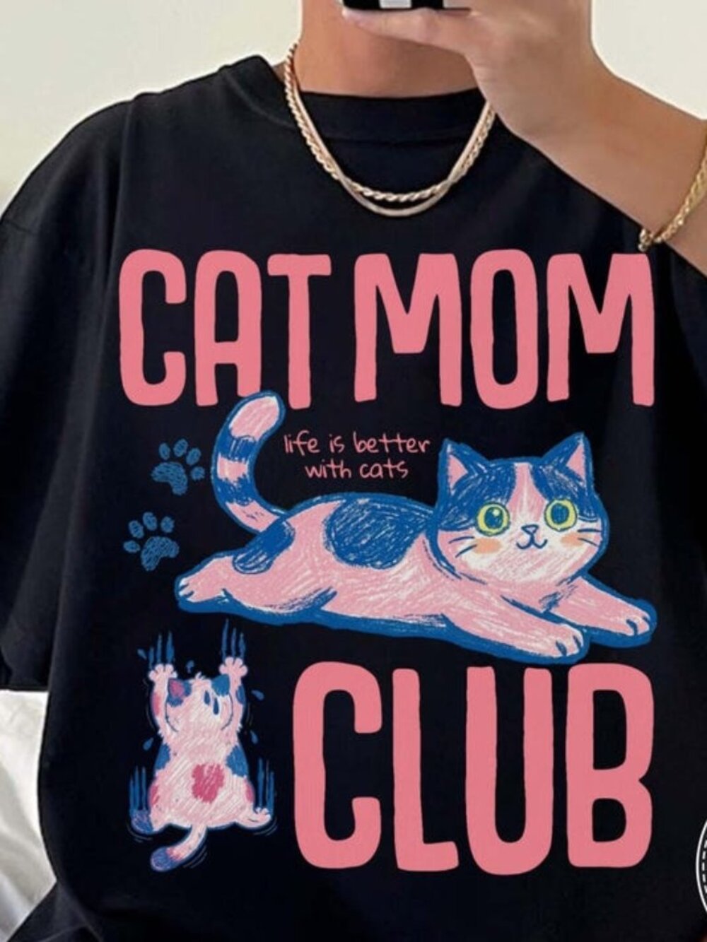 Cat Mom Club T-shirt, Retro Mama Graphic Tee